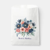 Blue & Coral Waterverf Boeket bruiloft Bedankzakje (Voorkant)