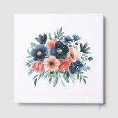 Blue & Coral Waterverf Boeket bruiloft Gastenboek (Achterkant)