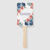 Blue & Coral Waterverf Boeket bruiloft Handwaaier (Achterkant)