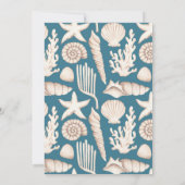 Blue Coral Zee Shell Ocean Beach Bruiloft Kaart (Achterkant)