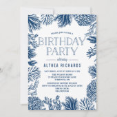 Blue Corals Lijst Summer Birthday Party Invitation Kaart (Voorkant)