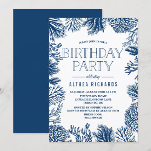 Blue Corals Lijst Summer Birthday Party Invitation Kaart