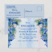Blue Corn Flowers & White Roses Verloving Uitnodiging Briefkaart (Voorkant / Achterkant)
