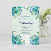 Blue Corner Floral Invitation Kaart (Staand voorkant)
