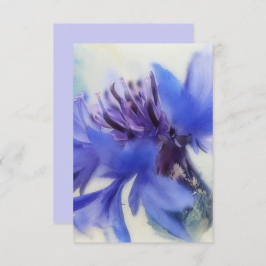 Blue Cornflower Art Flat Note Kaart (Voorkant / Achterkant)