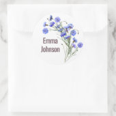 Blue Cornflower Bouquet op White Ronde Sticker (Tas)