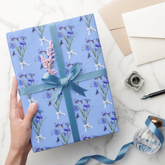 Blue Cornflower Bouquets Cadeaupapier (Geschenken)