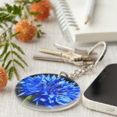 Blue Cornflower Double Sided Key Ring Sleutelhanger (Voorkant Rechts)