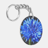 Blue Cornflower Double Sided Key Ring Sleutelhanger (Voorkant Links)