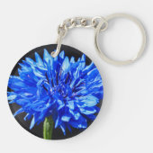 Blue Cornflower Double Sided Key Ring Sleutelhanger (Achterkant)