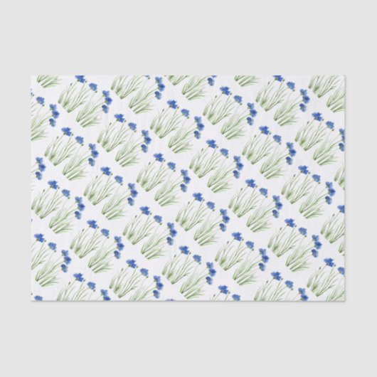 Blue Cornflower Flowers waterverf chic Pattern Tissuepapier (Voorkant)