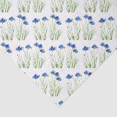 Blue Cornflower Flowers waterverf chic Pattern Tissuepapier (Detail)