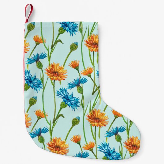 Blue Cornflower Herb of bachelor button flower bou Kleine Kerstsok (Voorkant)