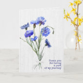 Blue Cornflower op White Wood Dank je Kaart (Gele Bloem)