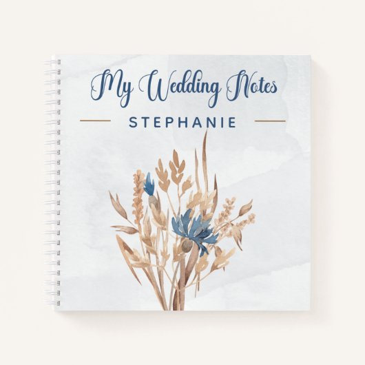Blue Cornflower & Wheat Field Bride-laptop Notitieboek (Voorkant)
