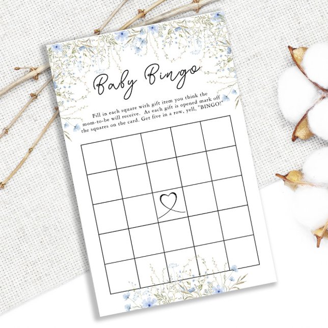 Blue Cornflower Wildflower Baby shower Bingo (Creator heeft geüpload)