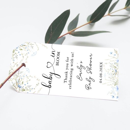 Blue Cornflower Wildflower Baby shower Dank u Cadeaulabel