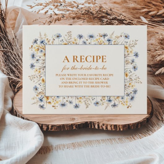 Blue Cornflower Wildflower Bridal Shower Informatiekaartje