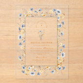 Blue Cornflower Wildflower Vrijgezellenfeest Acryl Uitnodigingen (Voorkant)