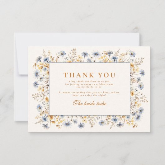 Blue Cornflower Wildflower Vrijgezellenfeest Bedankkaart (Voorkant)