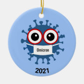 Blue Coronavirus Covid-19 Omicron Variant Ornament (Voorkant)