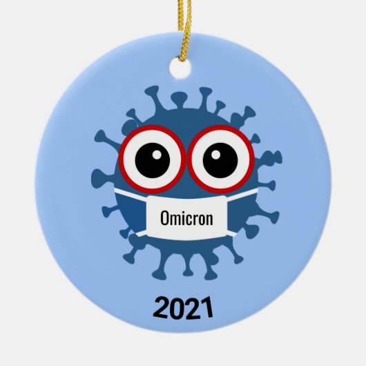 Blue Coronavirus Covid-19 Omicron Variant Ornament (Voorkant)
