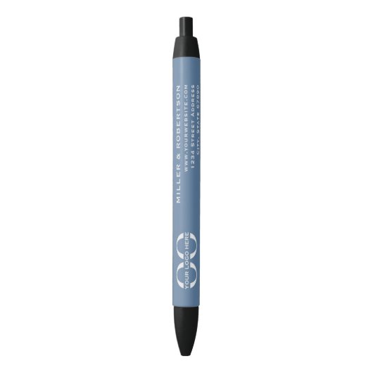 Blue Corporate Company Logo Branded Ink Pen (Voorkant Verticaal)