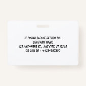 Blue Corporate Employee Photo ID Badge (Achterkant)