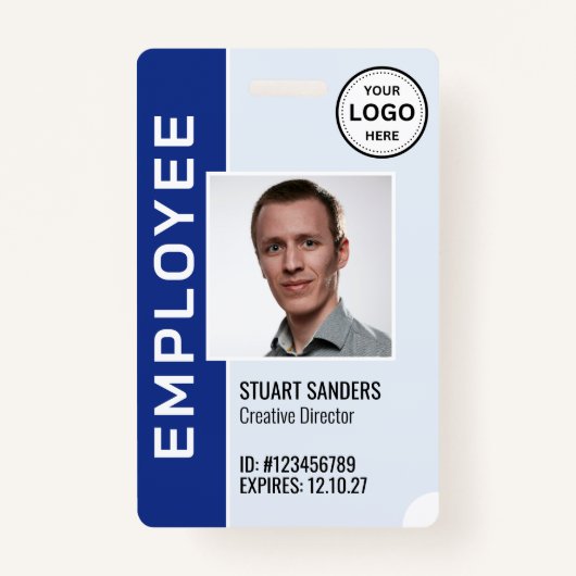 Blue Corporate Logo Medewerker Fotobadge Badge (Voorkant)