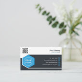 Blue Corporate Professional QR-code scanbaar Visitekaartje (Staand voorkant)