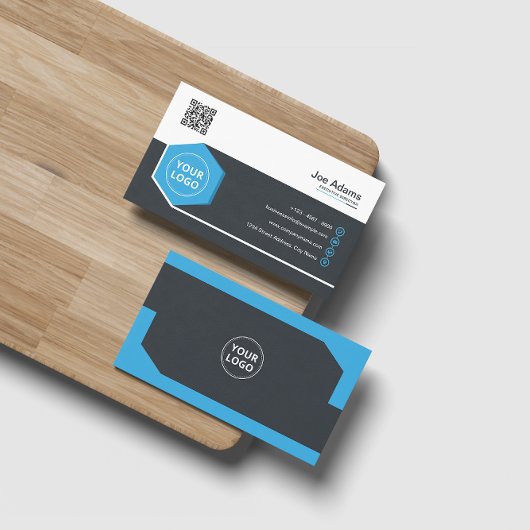 Blue Corporate Professional QR-code scanbaar Visitekaartje