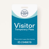 Blue Corporate Visitor Pass ID Barcode Badge (Voorkant)