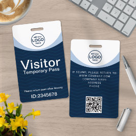 Blue Corporate Visitor Pass ID met aangepaste QR-c Badge