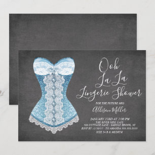 Blue Corset Lingerie Bridal Shower-uitnodiging Kaart