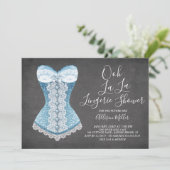 Blue Corset Lingerie Bruids Douche Uitnodiging (Staand voorkant)