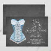 Blue Corset Lingerie Bruids Douche Uitnodiging (Voorkant / Achterkant)