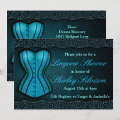 Blue Corset Lingerie Bruids Douche Uitnodiging (Voorkant / Achterkant)