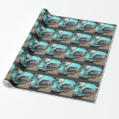 Blue Corvette ~ Wrapping paper Cadeaupapier (Uitgerold)