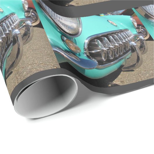 Blue Corvette ~ Wrapping paper Cadeaupapier (Rol Hoek)