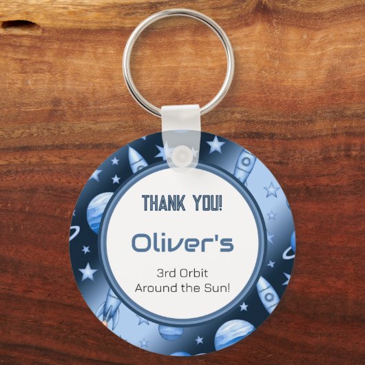 Blue Cosmic Celestial Rocket Odyssey Sleutelhanger (Voorkant)
