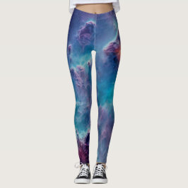 Blue Cosmic Nebula Universe Leggings