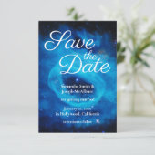 Blue Cosmic Reef Space Photo Save the Date Kaart (Staand voorkant)