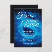 Blue Cosmic Reef Space Photo Save the Date Kaart (Voorkant / Achterkant)
