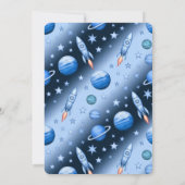 Blue Cosmic Rocket en het verjaardagsfeest van de  Kaart (Achterkant)