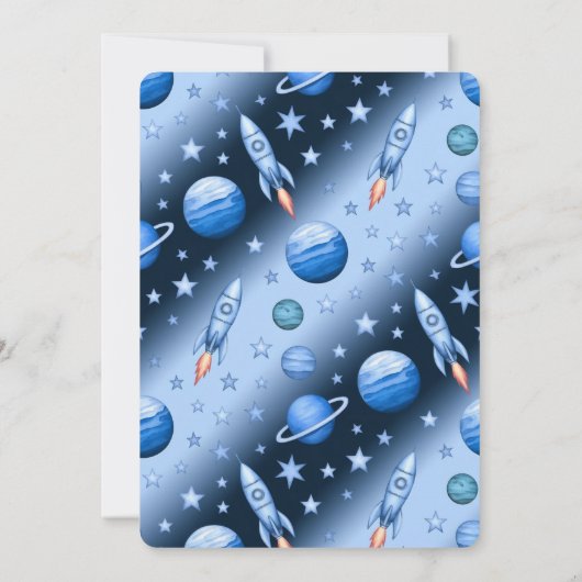 Blue Cosmic Rocket en het verjaardagsfeest van de Kaart (Achterkant)