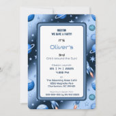 Blue Cosmic Rocket en het verjaardagsfeest van de  Kaart (Voorkant)