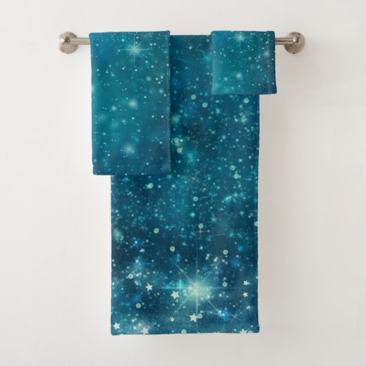 Blue Cosmic Spacey Starry Sky Bad Handdoek (Insitu)