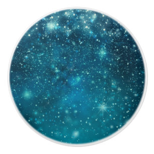 Blue Cosmic Spacey Starry Sky Keramische Knop