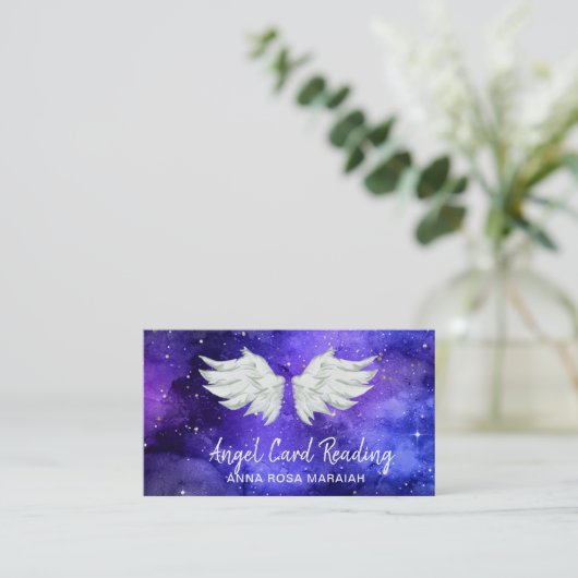 *~* Blue Cosmos Stars Galaxy Angel Wing Universe B Visitekaartje (Staand voorkant)