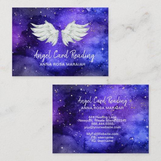 *~* Blue Cosmos Stars Galaxy Angel Wing Universe B Visitekaartje (Voorkant / Achterkant)